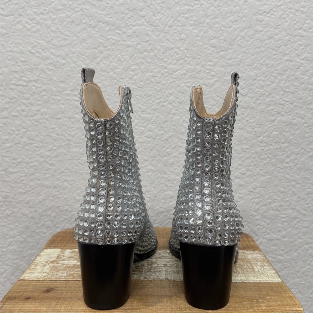 Betsey Johnson Neil Rhinestone Metallic Western Boots Size 8.5 - Picture 7 of 9